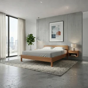 Ashikaga Bed King & Queen Size made of solid wood teak Kuala Lumpur KL