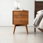 Ashikaga Wooden Bed Side Table With 2 Drawers