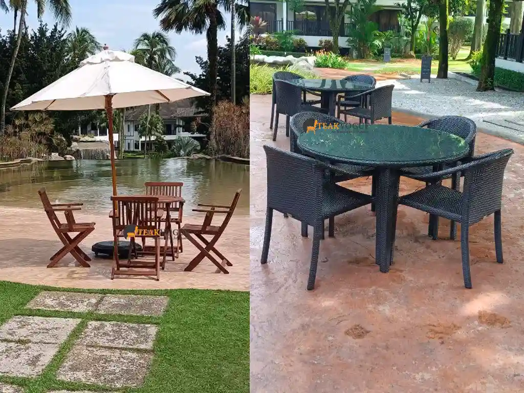 Outdoor dining table and chairs