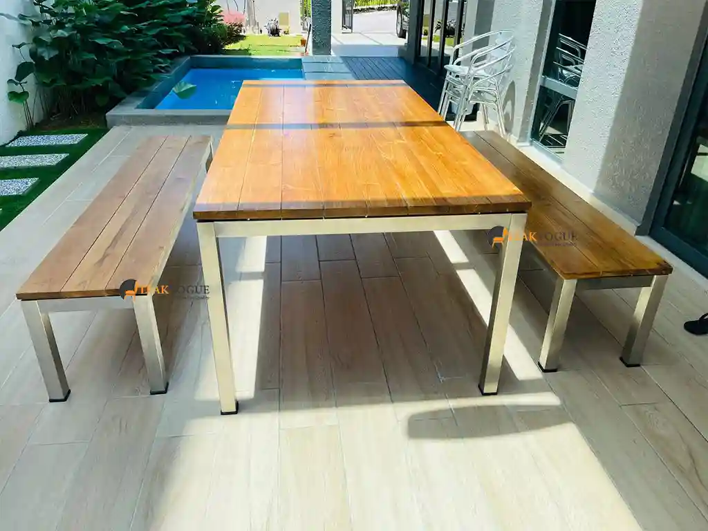 dining table with stainless steel legs